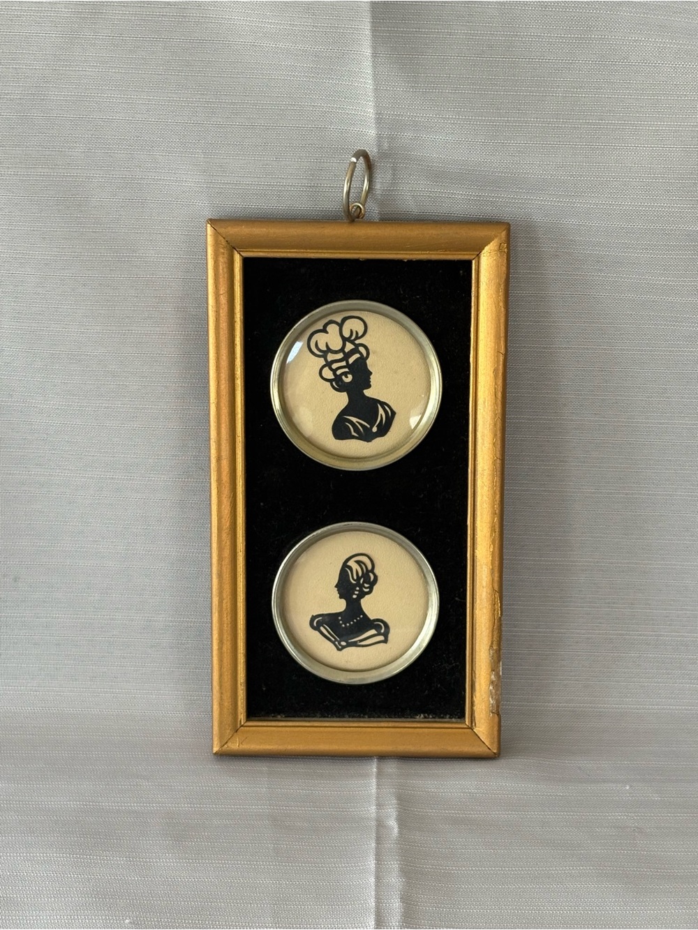 Antique Gold Framed Black & Cream Silhouette Wall Decor